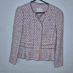 Rebecca Taylpr Peplum Tweed Blazer